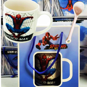 '' SPIDER-MAN'' BALTAS PORCELIANINIS PUODELIO SU ŠAUKŠTELIU RINKINYS, DOVANŲ DĖŽUTĖJE 180ML
