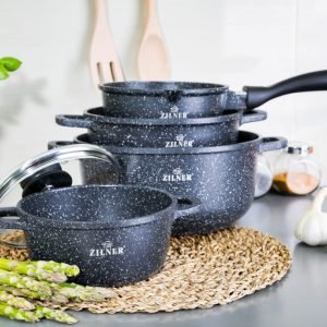 ZILNER ZL-7016 4-IŲ PUODŲ RINKINYS SU MARMURINE DANGA