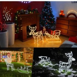 1m LED DEKORACIJA / 3D GIRLIANDA ŠVIEČIANTI IR MIRKSINTI ĮVAIRIOMIS SPALVOMIS - ELNIAS SU ROGĖMIS