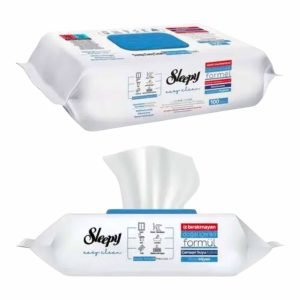 100 vnt. SLEEPY EASY CLEAN "BLEACH" VIENKARTINĖS, HIPOALERGINĖS ŠLUOSTĖS, BE KENKSMINGŲ, CHEMINIŲ MEDŽIAGŲ, SERVETĖLĖS VONIOS KAMBARIO/TUALETO VALYMUI, PUŠIES KVAPO