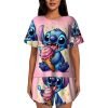 „DISNEY“ „Lilo and Stitch“ 2-JŲ DALIŲ MEDVILNINIS KOSTIUMĖLIS MERGAITĖMS /APRANGA: MAIKUTĖ, ŠORTAI