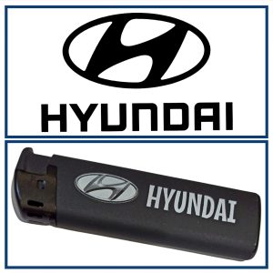 PILDOMAS, DEKORUOTAS, PLASTIKINIS ŽIEBTUVĖLIS „HYUNDAI“ FANAMS SU LOGOTIPU, UŽRAŠU / SPAUDA „HYUNDAI“