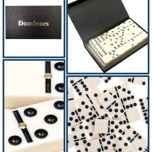 „DOMINO“ KOKYBIŠKAS STALO ŽAIDIMO RINKINYS SU DEŽUTE, ŠEIMYNINIS, KELIONINIS ŽAIDIMAS