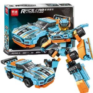 297 DETALIŲ, LEGO TRANSFORMERIS - ROBOTAS - MAŠINA, KONSTRAVIMO RINKINYS, LENKTYNINIS AUTOMOBILIS, KURIS TRANSFORMUOJASI Į TRANSFORMERĮ