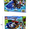 „Minecraft Big Shark“ LEGO PIRATŲ LAIVO SU RYKLIU ATAKOS, KONSTRUKTORIAUS RINKINYS, 2 x SURINKIMO VARIANTAI, 450 dalys