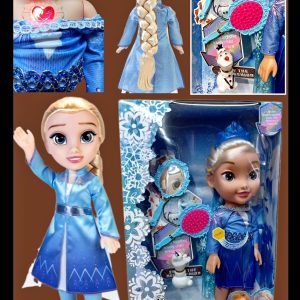 Disney „Frozen“, „LEDO ŠALIS“ I35cm INTERAKTYVI, DAINUOJANTI LĖLĖ ELZA+SNIEGO SENIS OLAFAS+ AKSESUARAI, 42cm DIDELIS RINKINYS SU ŠVIESOS EFEKTAIS