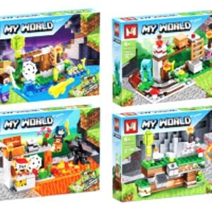4in1 „Minecraft“ žaidimų „My World“, 4 x SKIRTINGŲ TIPŲ, LEGO KONSTRUKTORIUS, 459 DETALĖS
